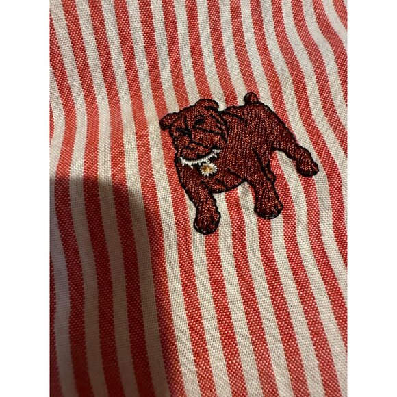 Teddi Red‎ White Striped Shirt with Embroidered Dogs – Size Large - Picture 13 of 13